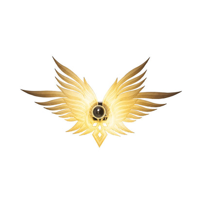 Rynx | Wooden Engraved Eagles Wall Lamp Nordic Single Beige/Gold/Coffee Wall Lamp Lighting for Living Room