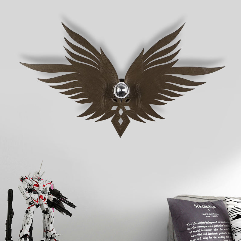 Rynx | Wooden Engraved Eagles Wall Lamp Nordic Single Beige/Gold/Coffee Wall Lamp Lighting for Living Room