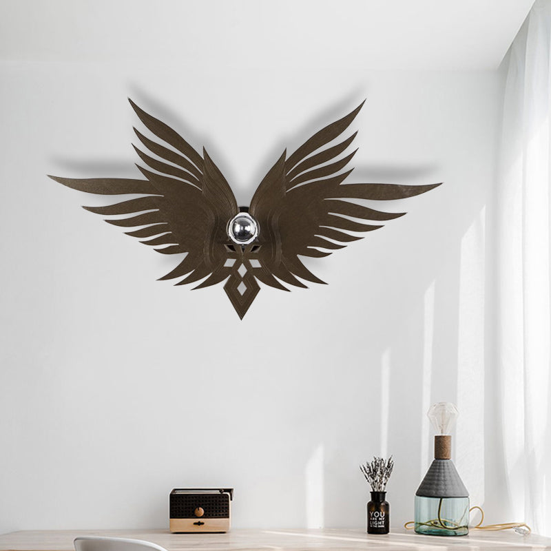Rynx | Wooden Engraved Eagles Wall Lamp Nordic Single Beige/Gold/Coffee Wall Lamp Lighting for Living Room