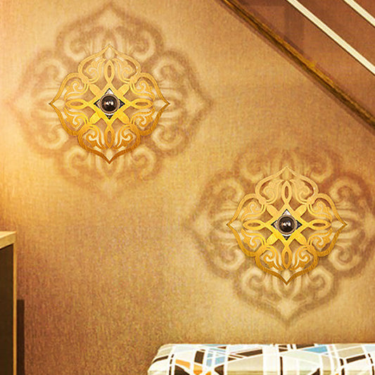 Rynx | Paper Cut Flower Wood Wall Light Nordic 1 Head Beige Wall Light for Hallway