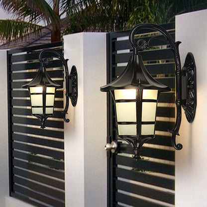 Rynx | Metallic Black/Coffee/Bronze Wall Lamp S-shaped Arm 1 Light Lodge Style Wall Lamp with White Glass Shade