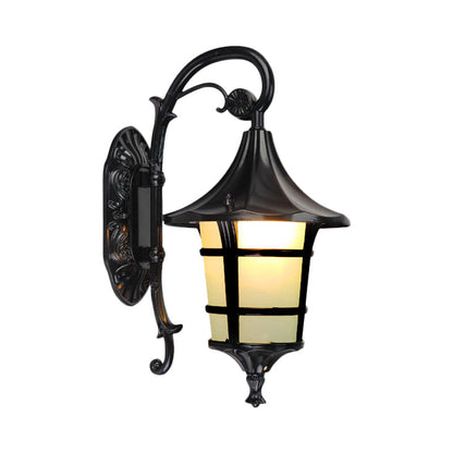 Rynx | Metallic Black/Coffee/Bronze Wall Lamp S-shaped Arm 1 Light Lodge Style Wall Lamp with White Glass Shade