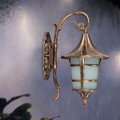 Rynx | Metallic Black/Coffee/Bronze Wall Lamp S-shaped Arm 1 Light Lodge Style Wall Lamp with White Glass Shade