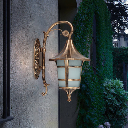 Rynx | Metallic Black/Coffee/Bronze Wall Lamp S-shaped Arm 1 Light Lodge Style Wall Lamp with White Glass Shade