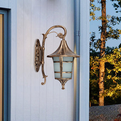 Rynx | Metallic Black/Coffee/Bronze Wall Lamp S-shaped Arm 1 Light Lodge Style Wall Lamp with White Glass Shade