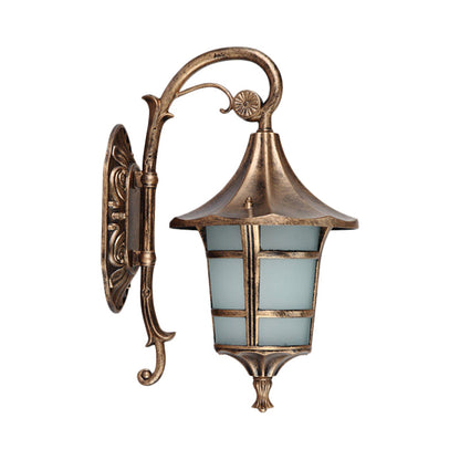 Rynx | Metallic Black/Coffee/Bronze Wall Lamp S-shaped Arm 1 Light Lodge Style Wall Lamp with White Glass Shade