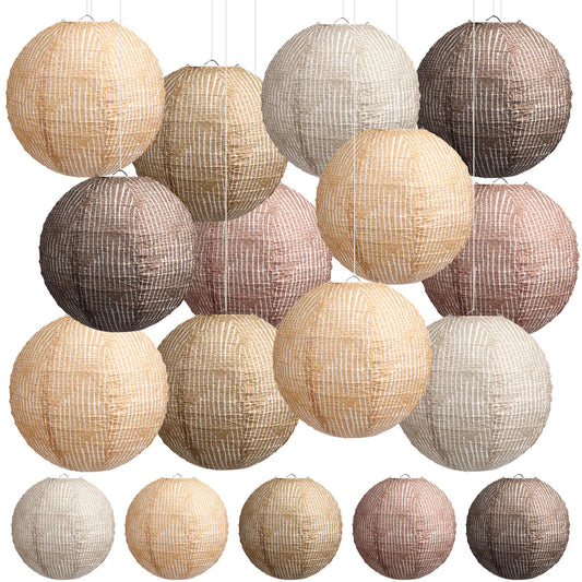 Rynx | Rossesay 12 Pcs Jute Paper Lantern 8 Inches Hanging Paper Lantern Chinese Decorative Paper Lantern Boho Party Decor For Classroom Office Wedding Birthday Baby Shower Celebration Event 5 Colors