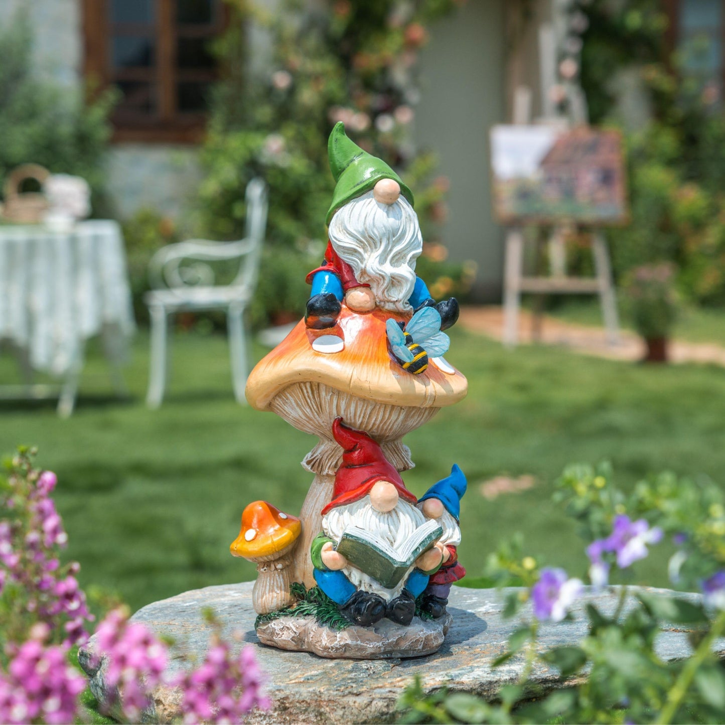 Rynx | Teresa'S Collections Garden Gnome Statue With Solar Light - 12.6" Resin Outdoor Decor