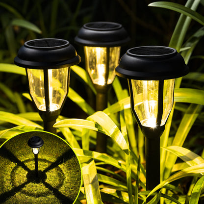 Rynx | Solpex Solar Path Light 8 Pack Waterproof Outdoor Garden Light, Warm White, Black
