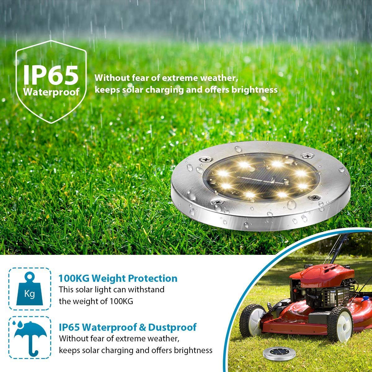 Rynx | Aogist 12-Pack Solar Lights For Outdoors, 8 Led Waterproof Outdoor Disk Lights For Garden Pathway
