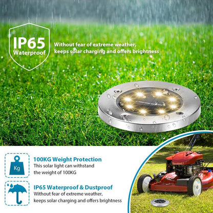 Rynx | Aogist 12-Pack Solar Lights For Outdoors, 8 Led Waterproof Outdoor Disk Lights For Garden Pathway