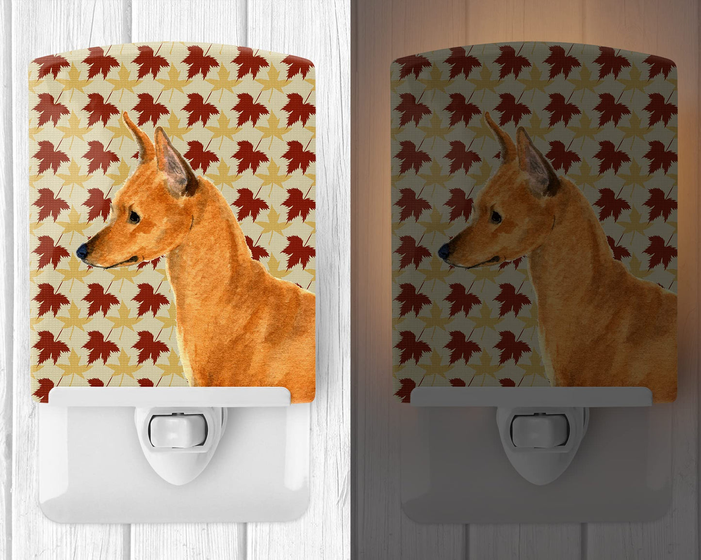 Rynx | Caroline'S Treasures Min Pin Autumn Boots Ceramic Night Light, Ul-Approved, 6X4X3, Multicolor
