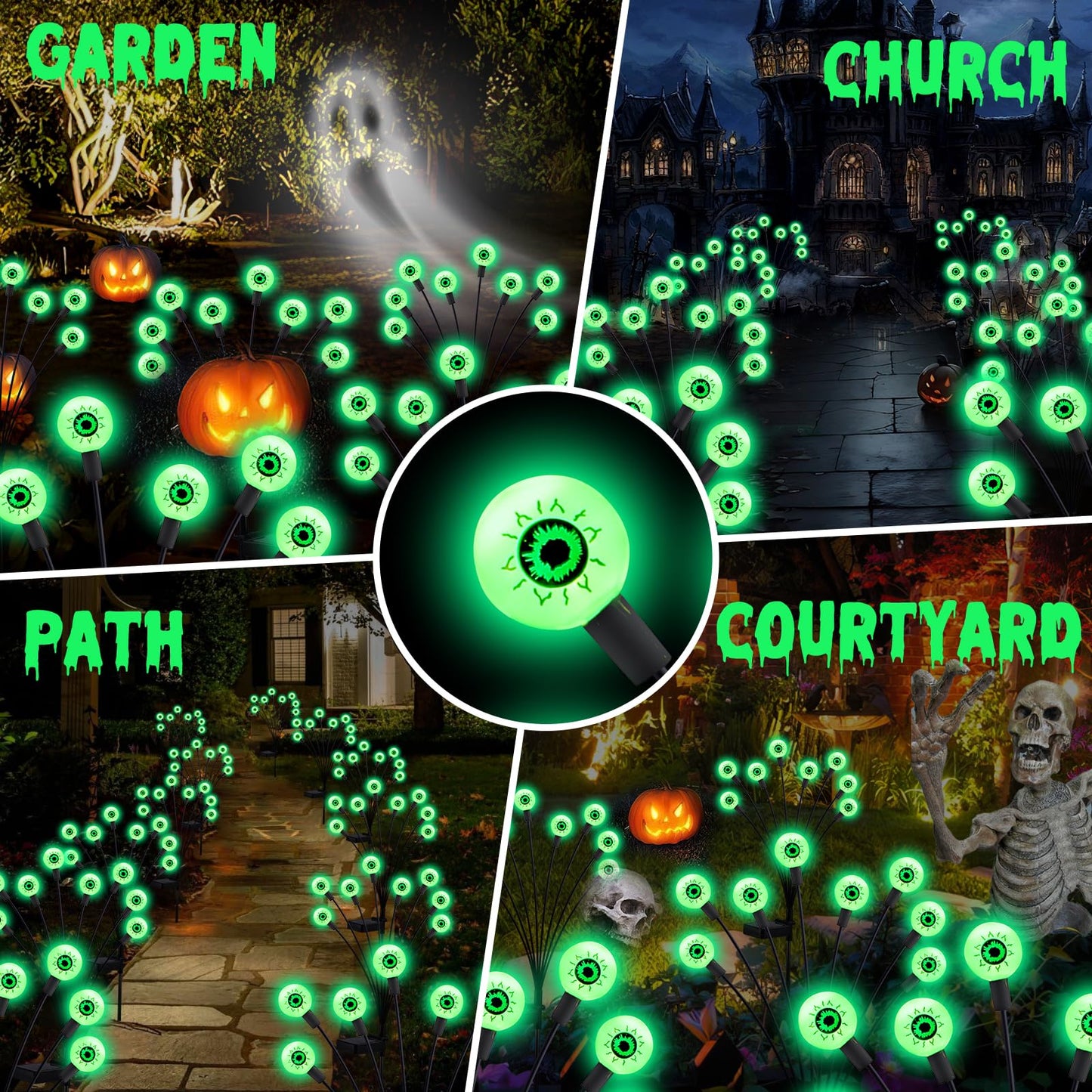 Rynx | Asmad Sol Halloween Eye Ball Light, 4Pack 32Led Waterproof Decor For Garden/Yard/Patio