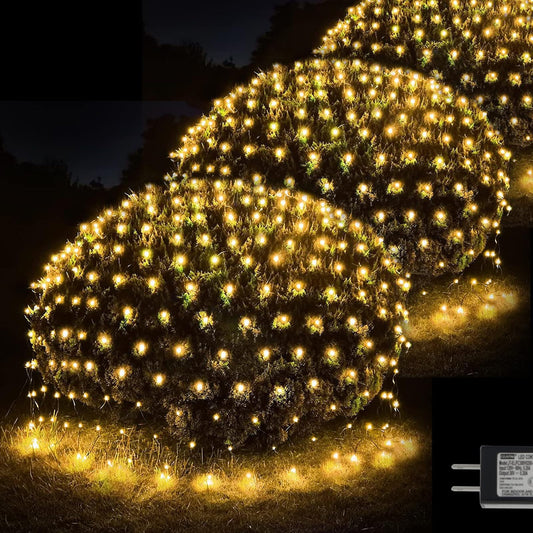 Rynx | Pooqla Warm White 360 LED Christmas Net Lights, 21Ft X 5Ft, 8 Modes For Outdoor Decor