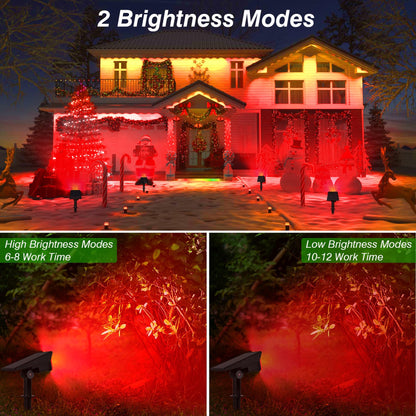 Rynx | Crepow 20 Led Solar Spot Lights, Waterproof Ip65, Adjustable, Red, 4-Pack For Outdoor Use