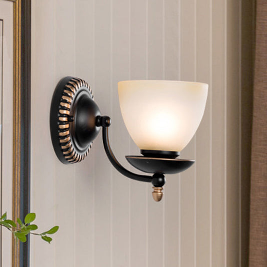 Rynx | 1/2-head Bud Wall Light Traditional black frosted white glass wall light for bedroom