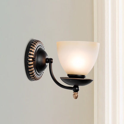 Rynx | 1/2-head Bud Wall Light Traditional black frosted white glass wall light for bedroom