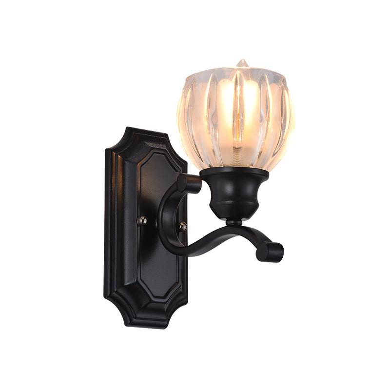 Rynx | Globe Living Room Wall Lamp Vintage Ice Glaze 1-Light Black Wall-Mounted Lighting Fixture
