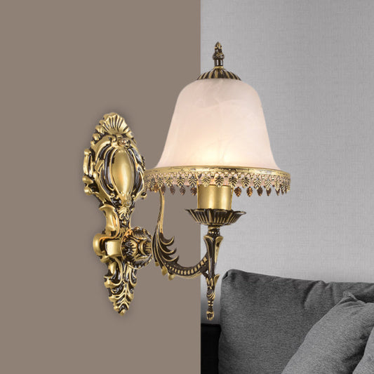 Rynx | Brass Bell Wall Lamp Lighting Fixture Classic Ivory Glass 1/2-Head Living Room Wall-Mounted Lamp