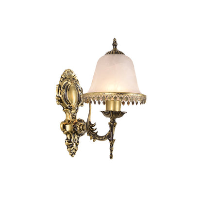 Rynx | Brass Bell Wall Lamp Lighting Fixture Classic Ivory Glass 1/2-Head Living Room Wall-Mounted Lamp