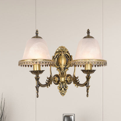 Rynx | Brass Bell Wall Lamp Lighting Fixture Classic Ivory Glass 1/2-Head Living Room Wall-Mounted Lamp