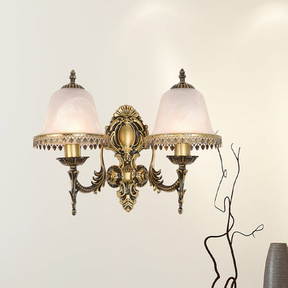 Rynx | Brass Bell Wall Lamp Lighting Fixture Classic Ivory Glass 1/2-Head Living Room Wall-Mounted Lamp