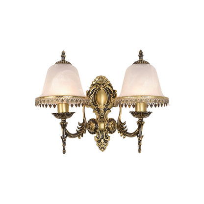 Rynx | Brass Bell Wall Lamp Lighting Fixture Classic Ivory Glass 1/2-Head Living Room Wall-Mounted Lamp