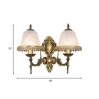 Rynx | Brass Bell Wall Lamp Lighting Fixture Classic Ivory Glass 1/2-Head Living Room Wall-Mounted Lamp