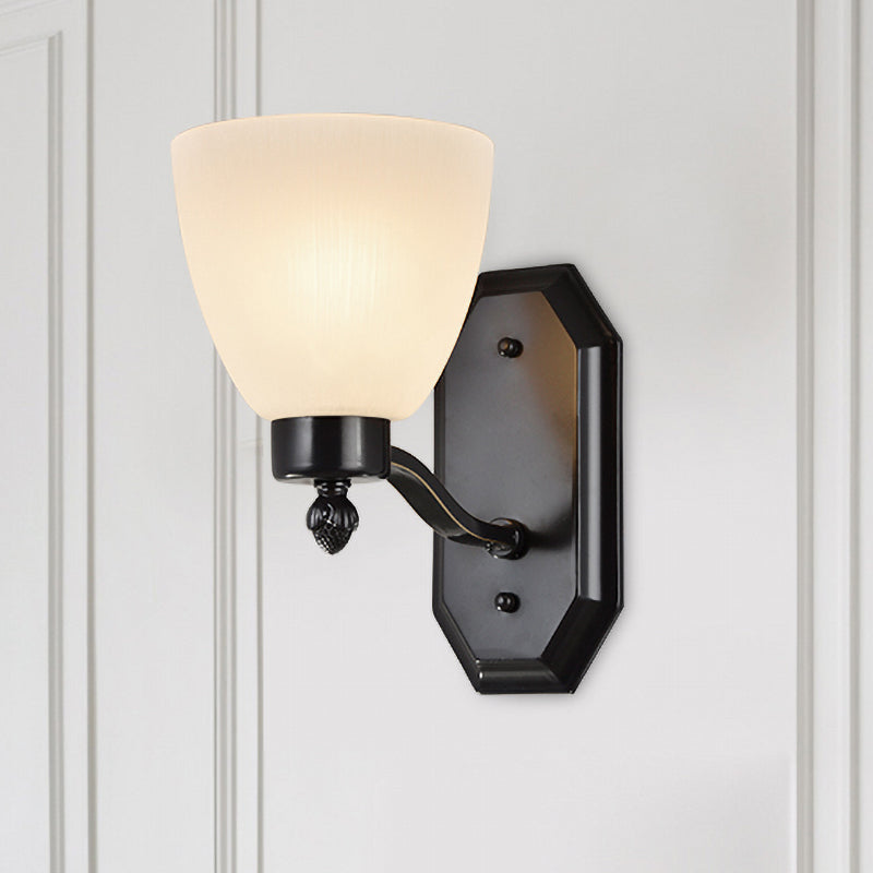 Rynx | Bud Living Room Wall Light Traditional Ivory Glass 1/2 Bulb Black Wall Light Lighting Fixture
