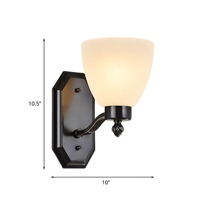 Rynx | Bud Living Room Wall Light Traditional Ivory Glass 1/2 Bulb Black Wall Light Lighting Fixture