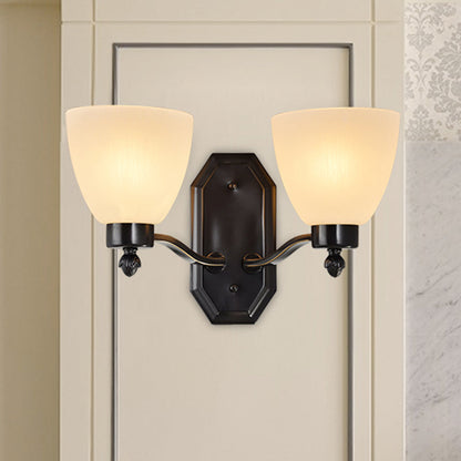 Rynx | Bud Living Room Wall Light Traditional Ivory Glass 1/2 Bulb Black Wall Light Lighting Fixture