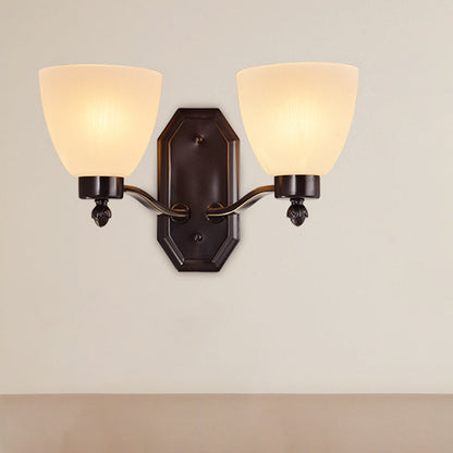 Rynx | Bud Living Room Wall Light Traditional Ivory Glass 1/2 Bulb Black Wall Light Lighting Fixture