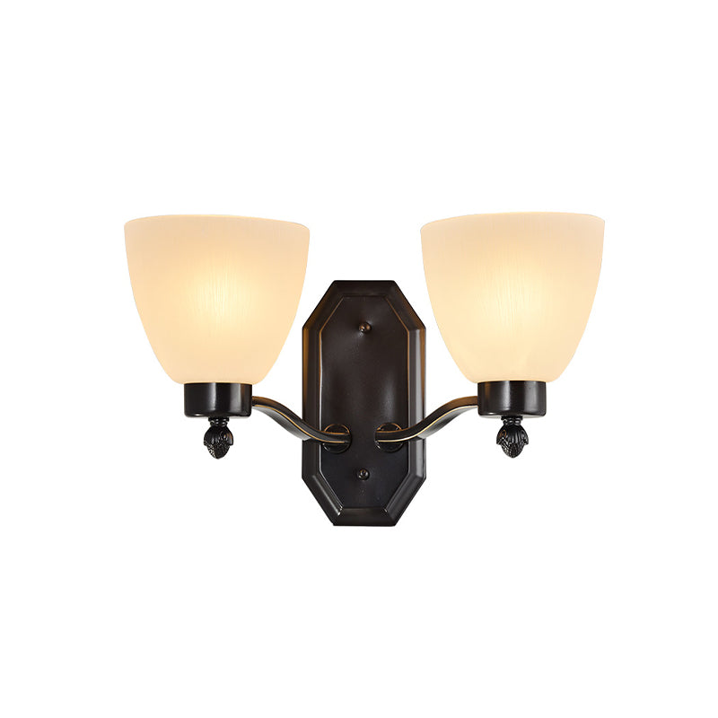 Rynx | Bud Living Room Wall Light Traditional Ivory Glass 1/2 Bulb Black Wall Light Lighting Fixture