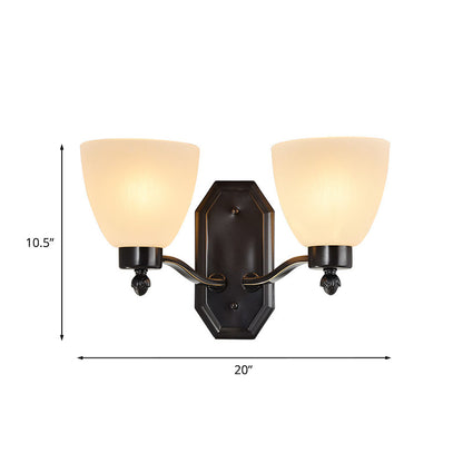 Rynx | Bud Living Room Wall Light Traditional Ivory Glass 1/2 Bulb Black Wall Light Lighting Fixture