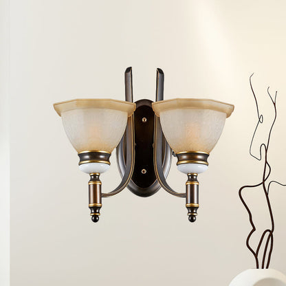 Rynx | Curvy Arm Frosted Glass Wall Light Traditionalism 1/2-Bulb Living Room Wall Mounted Lamp in Black