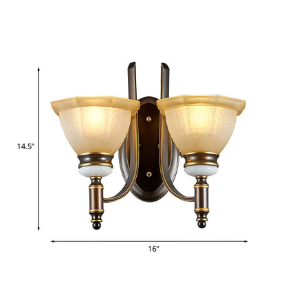 Rynx | Curvy Arm Frosted Glass Wall Light Traditionalism 1/2-Bulb Living Room Wall Mounted Lamp in Black
