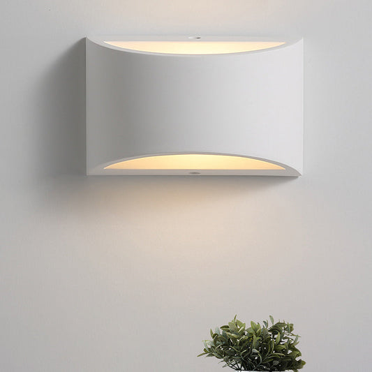 Rynx | Plaster Half-Oval Wall Light Modernism 1-Light White LED Wall-Mounted Lamp for Bedroom