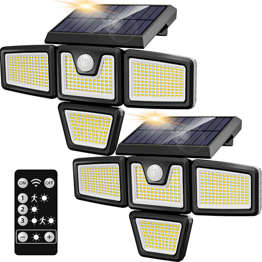 Rynx | Kasonic Solar Light For Outdoor, Motion Sensor Light With 3 Modes, Solar Outdoor Light Waterproof Ip65, Security Floodlight For Garden, Terrace, Yard, Garage, 2 Pack