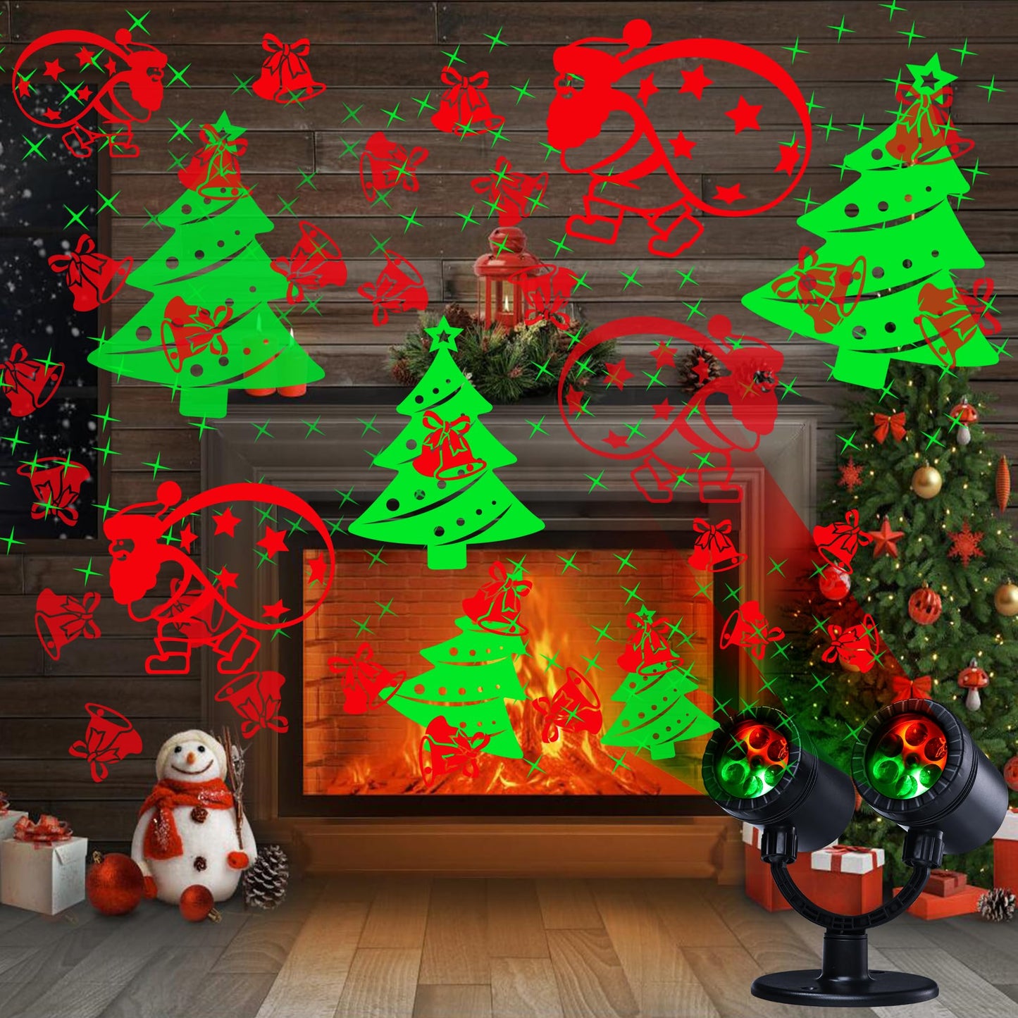 Rynx | Toodour Christmas Projector Lighting Outdoor, Double Head Dynamic Projector Christmas Lighting With Timer - Waterproof Holiday Decor