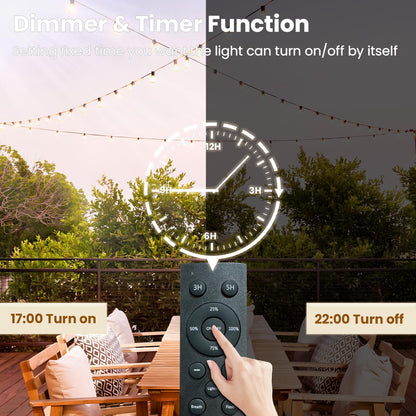 Rynx | Yuusei 150Ft Outdoor Light Sources With Remote Control, Waterproof Dimmable Led Patio Lights