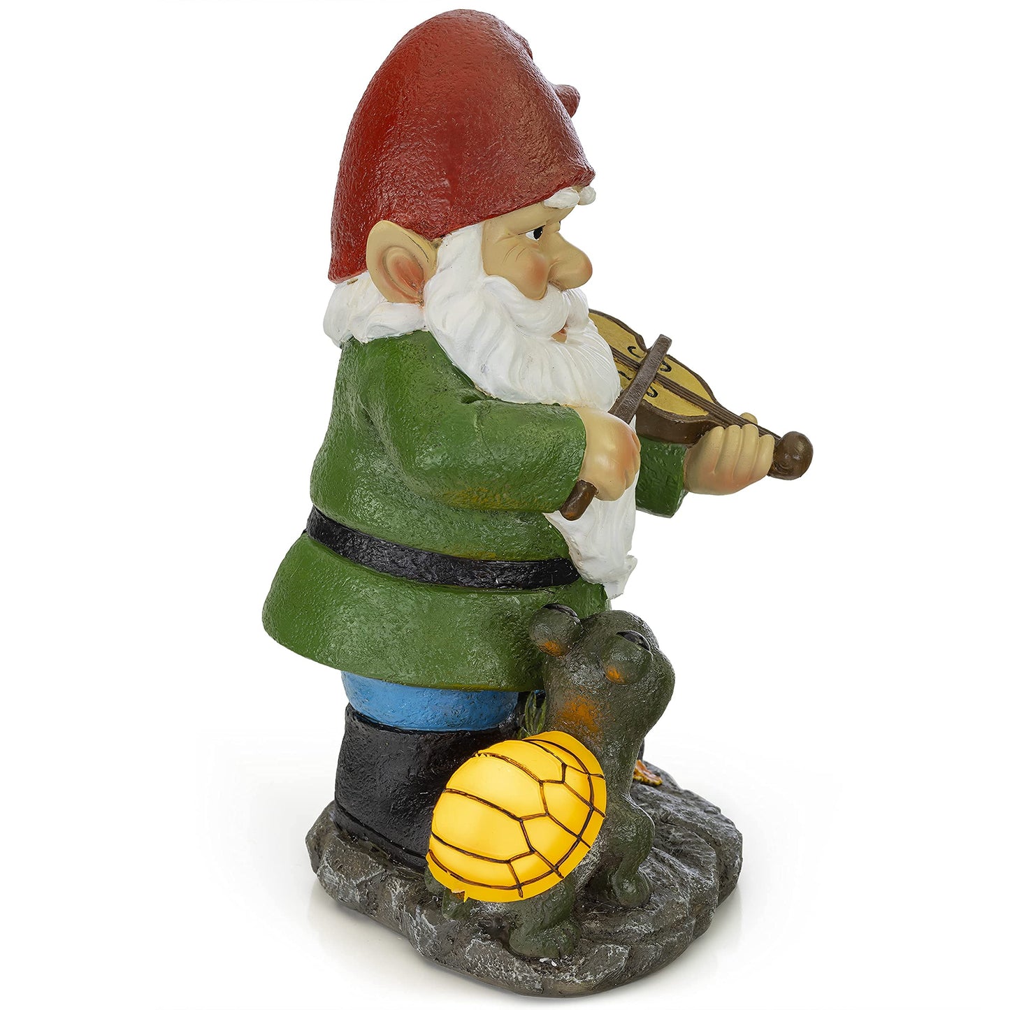 Rynx | Vp Home Fiddler Gnome With Glowing Turtle - Solar Powered Led Garden Light Decoration