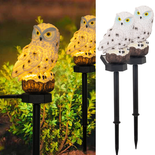 Rynx | Dazzle Bright Owl Solar Led Light 2 Pack - Waterproof Resin Garden Decor For Outdoor Use