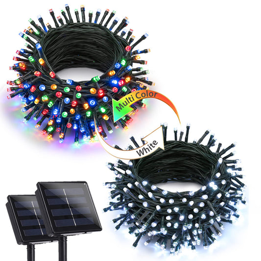 Rynx | Joomer Color Changing Christmas Lights 72Ft X 2 Pack 200 Led 11 Modes Solar String Lights Waterproof Flashing Fairy Lights For Garden, Terrace, Fence, Balcony, Outdoor (White To Multicolor)