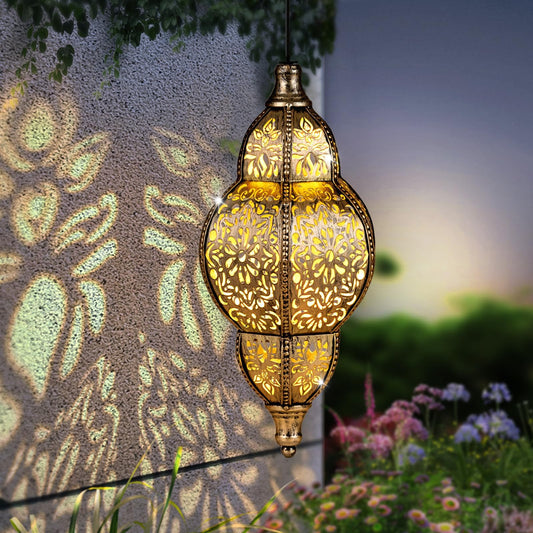 Rynx | Aiiny Hanging Solar Lantern Outdoor Decor, Moroccan Solar Lights for Outdoor Garden Decorations, Waterproof Solar Lanterns
