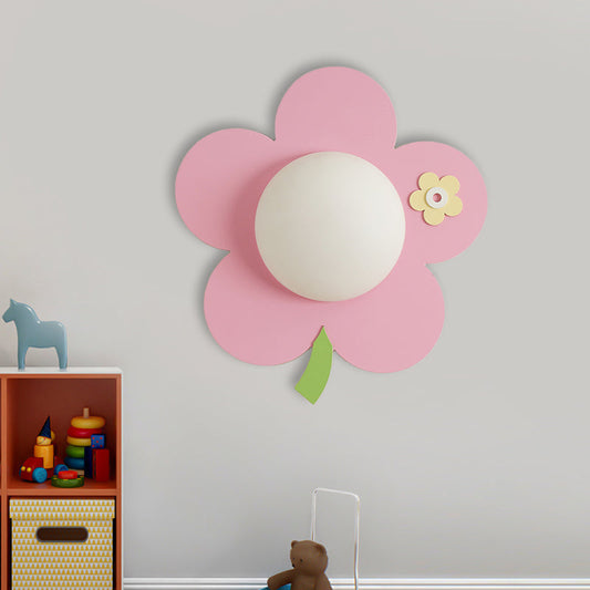 Rynx | Flower Wall Light Wall Lamp Cartoon Wood 1-Light Pink Finish LED Wall Mount Lamp Fixture