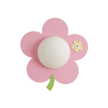 Rynx | Flower Wall Light Wall Lamp Cartoon Wood 1-Light Pink Finish LED Wall Mount Lamp Fixture