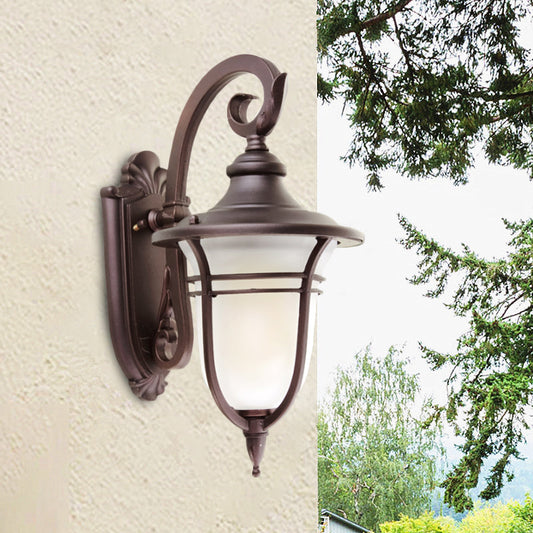 Rynx | Milk Glass Coffee Wall Lamp Urn 1 Light Countryside Wall Mounted Lighting Fixture for Courtyard