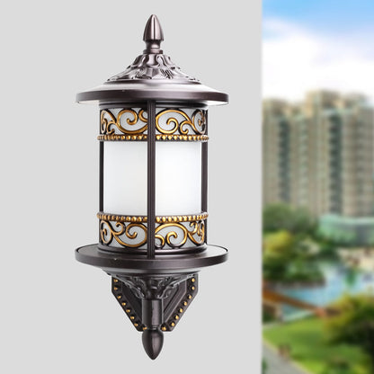 Rynx | Swoop Opal Glass Wall Light Country House Style Single Shade Garden Wall Light in Dark Coffee