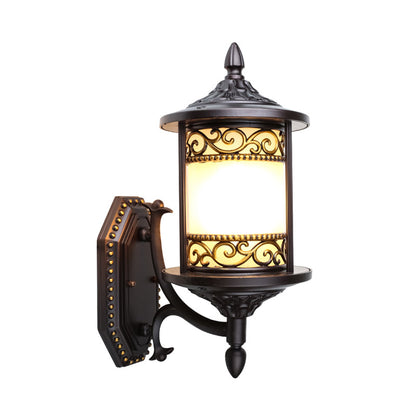 Rynx | Swoop Opal Glass Wall Light Country House Style Single Shade Garden Wall Light in Dark Coffee