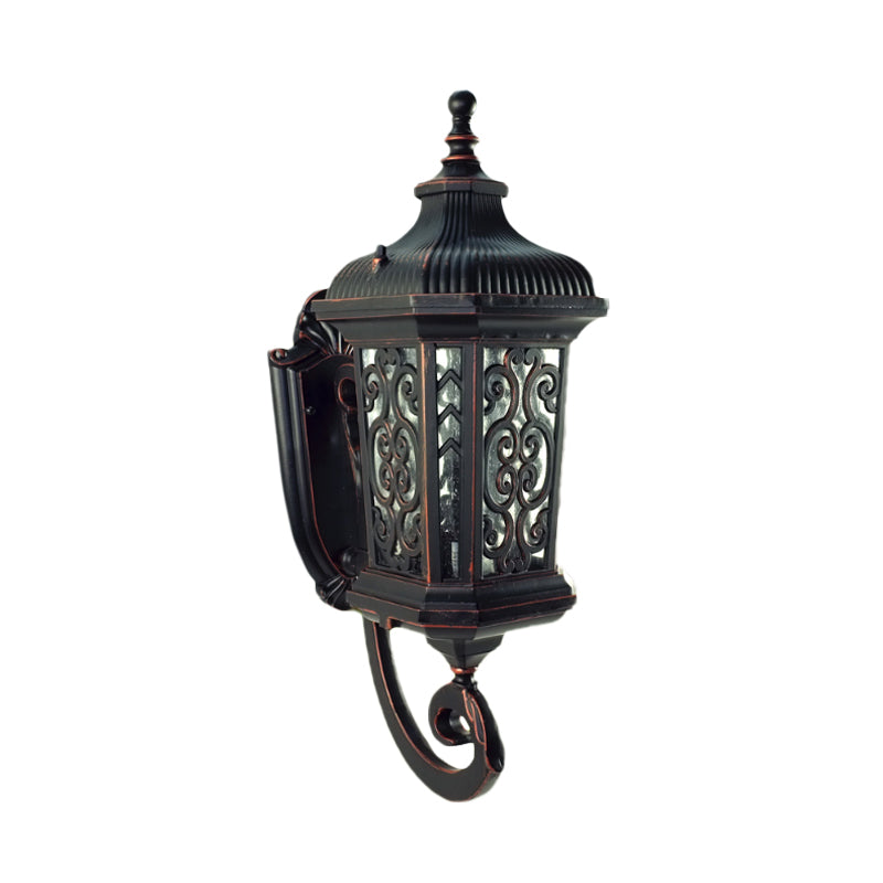 Rynx | Metal Black Wall Mounted Lighting Lantern Single Head Lodge Wall Lamp Fixture for Courtyard, Up/Down